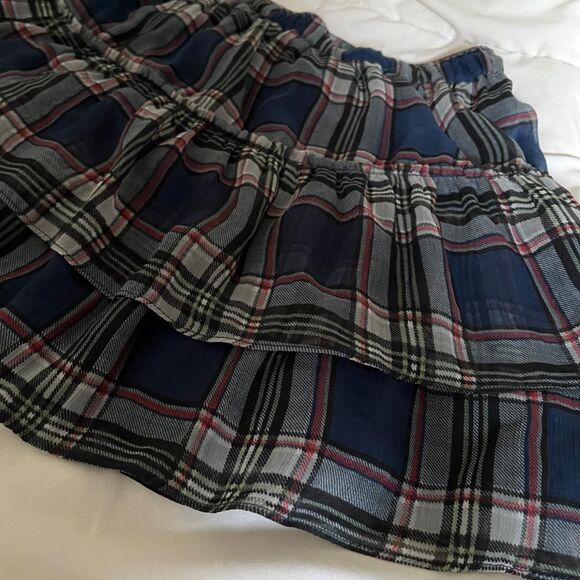 Vintage Y2K School Girl Navy Blue Tiered Plaid Mini Skirt from Charlotte Russe - Picture 3 of 6